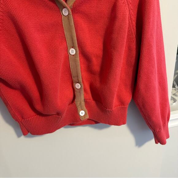 THE GREAT. Pink Tan Cotton Tiny Cardigan Sweater 1 Small - Picture 10 of 13